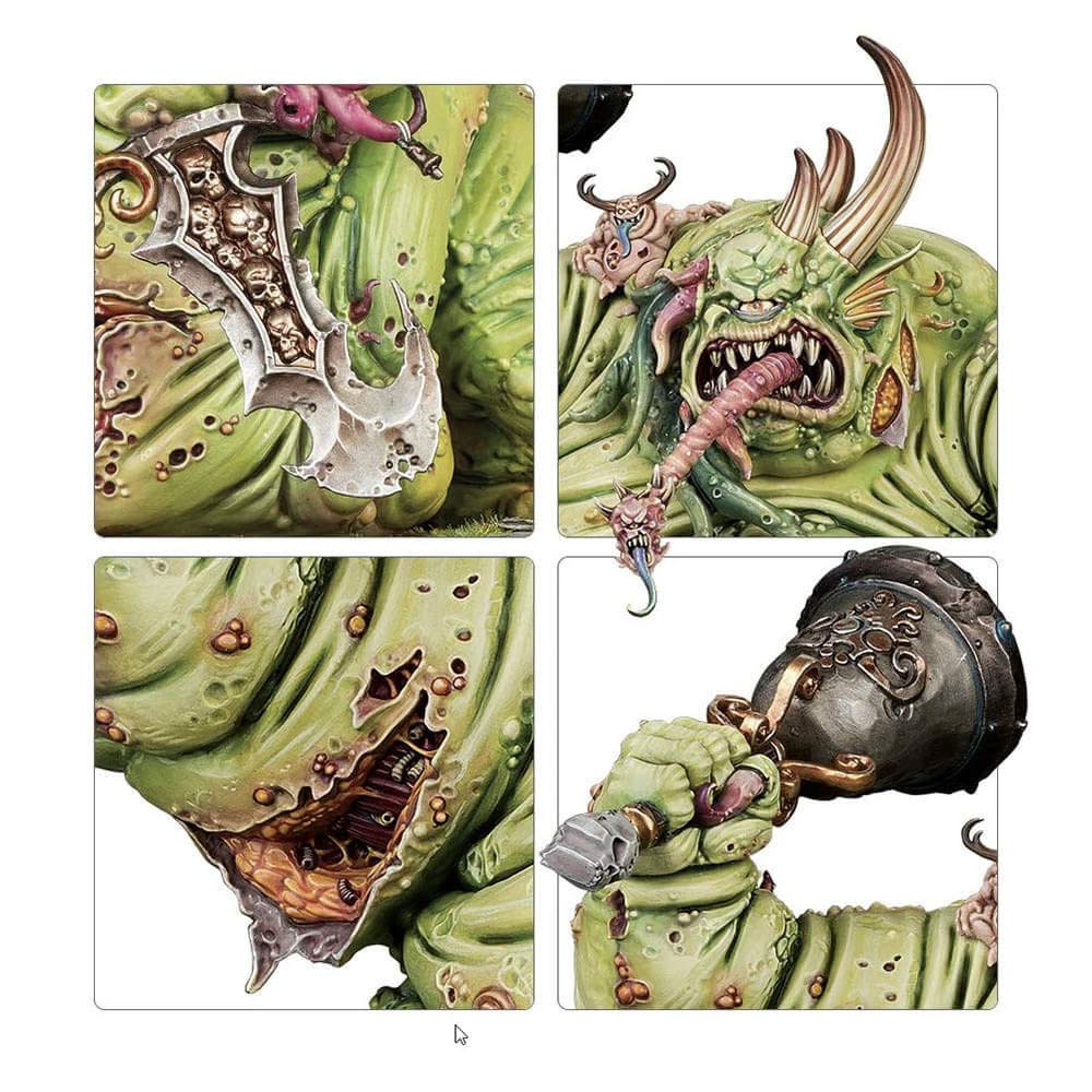 Games Workshop Great Unclean One close-up face, highlighting detailed sculpt
