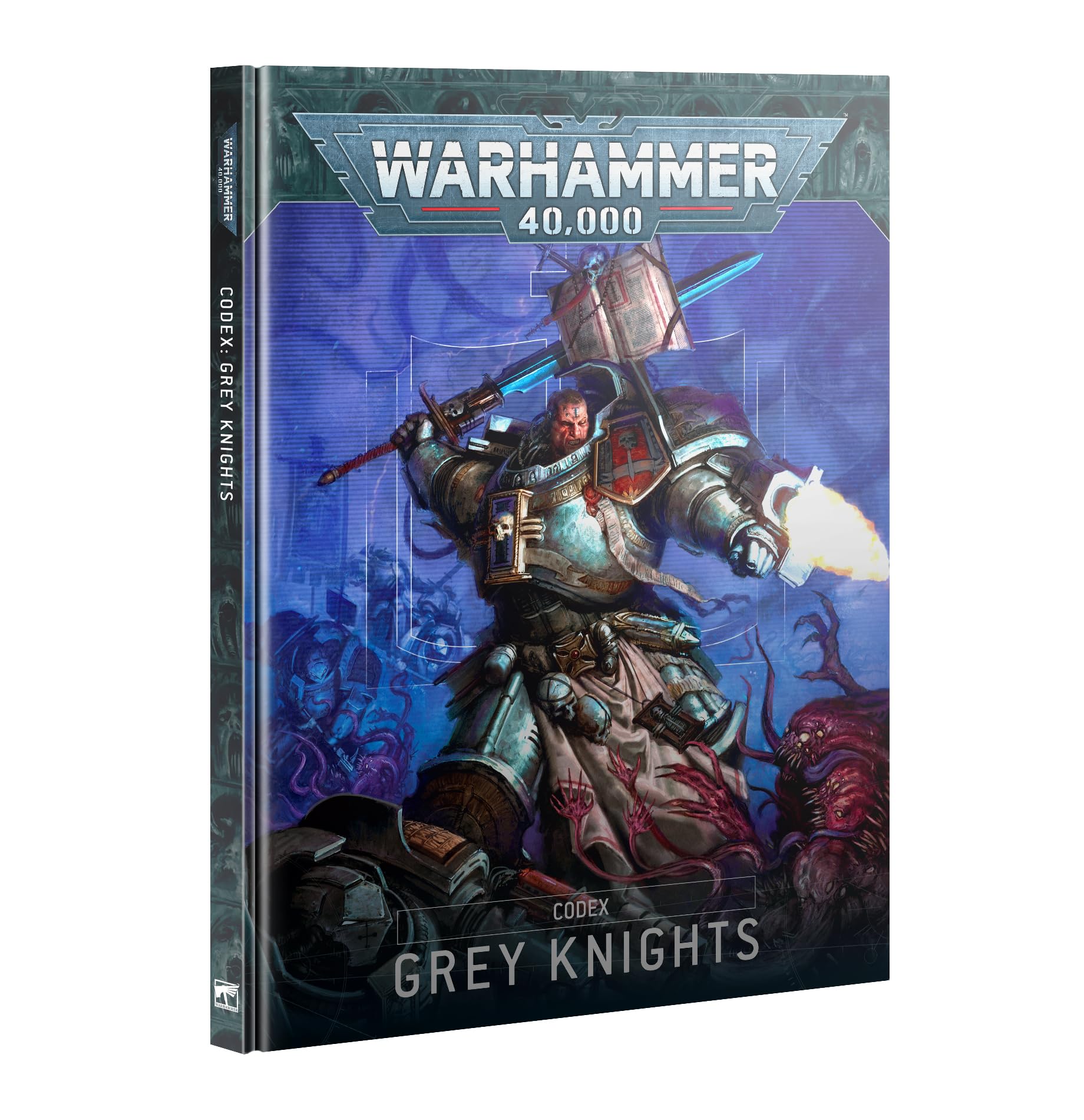 Games Workshop Grey Knights Codex cover showing lore-rich art and battle data for Grey Knights players.