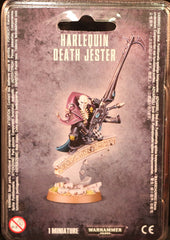 Games Workshop Harlequin Death Jester, front view miniature, ideal for painting practice and display