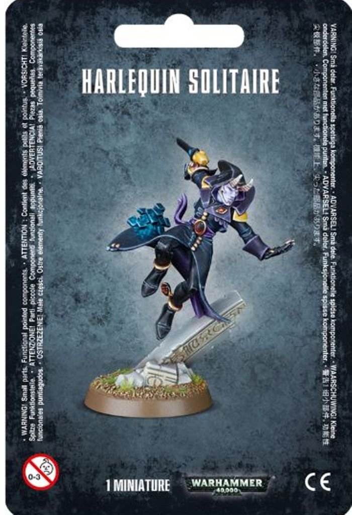 Games Workshop Harlequin Solitaire miniature kit with dynamic pose, perfect for painting and display