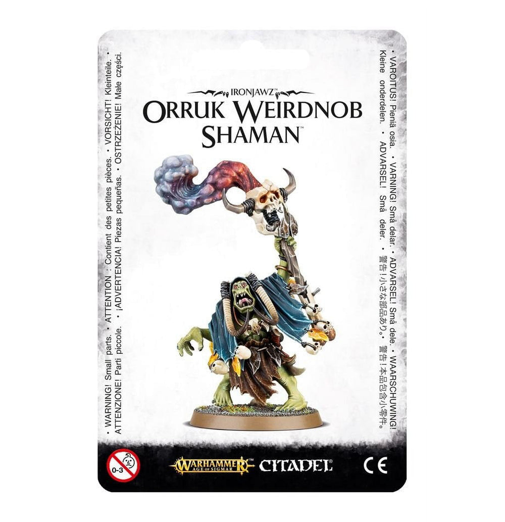 Games Workshop Ironjawz Weirdnob Shaman detail fetishes highlight ornate shamanic accessories for display.