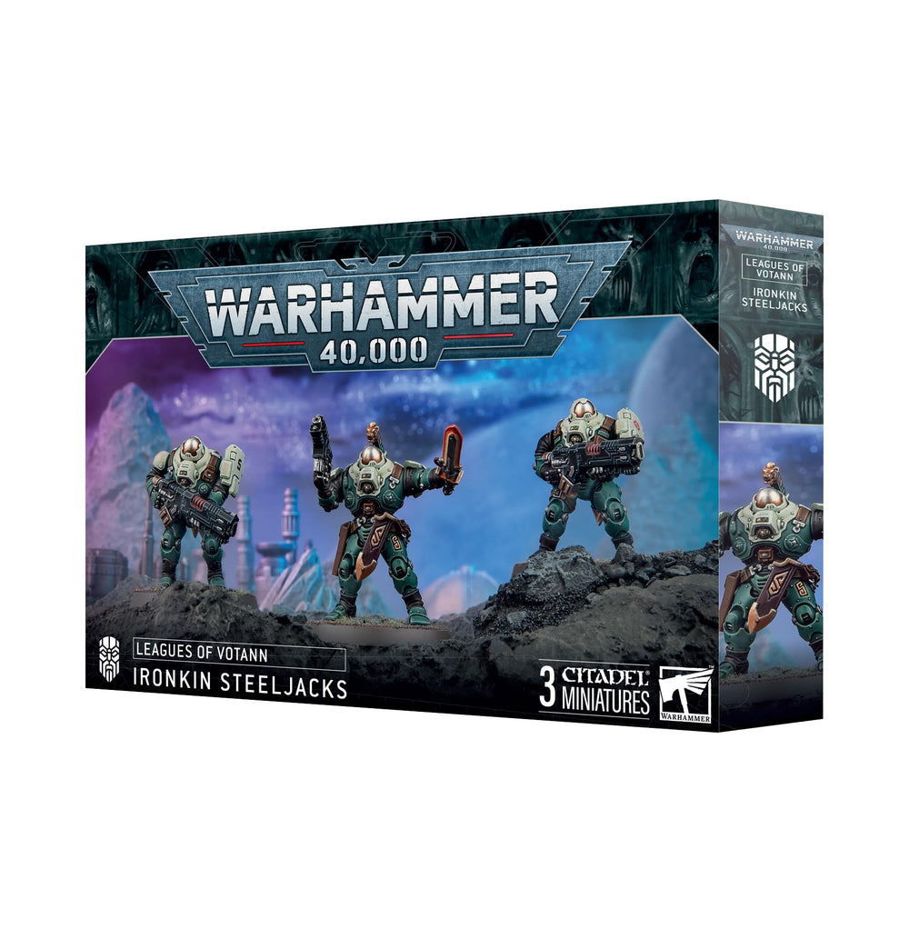 Games Workshop Ironkin Steeljacks three miniatures ready for painting and tabletop battles