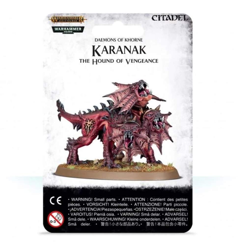 Games Workshop Karanak model front view highlights dynamic daemon detail for tabletop battles.