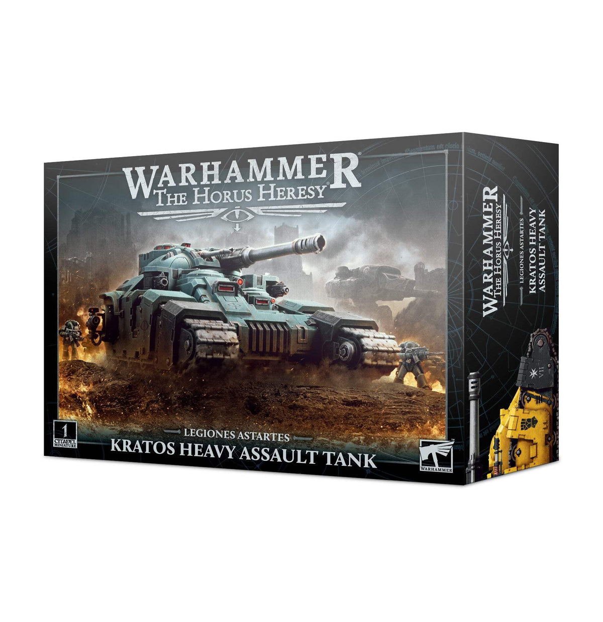 Games Workshop Kratos Heavy Assault Tank front view for dramatic Horus Heresy tabletop battles