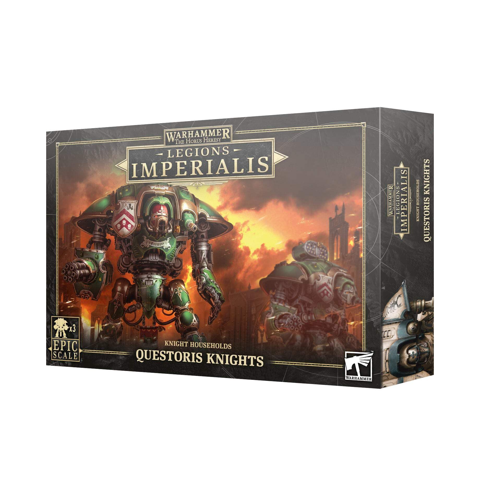 Games Workshop Legions Imperialis Questoris Knights on display, ready for epic tabletop battles.