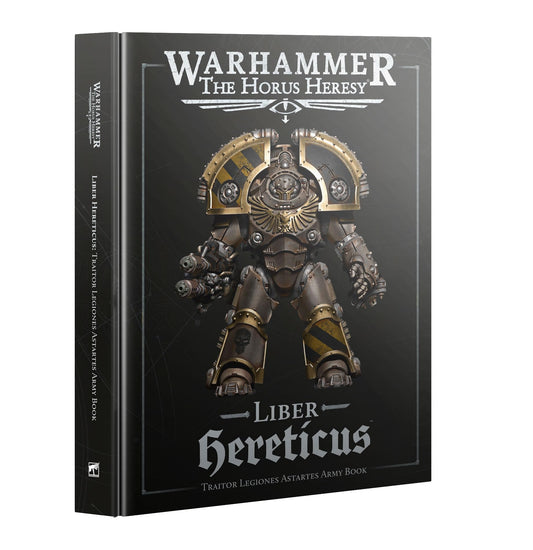 Games Workshop Liber Hereticus cover art showing Horus Heresy lore and legion painting ideas.