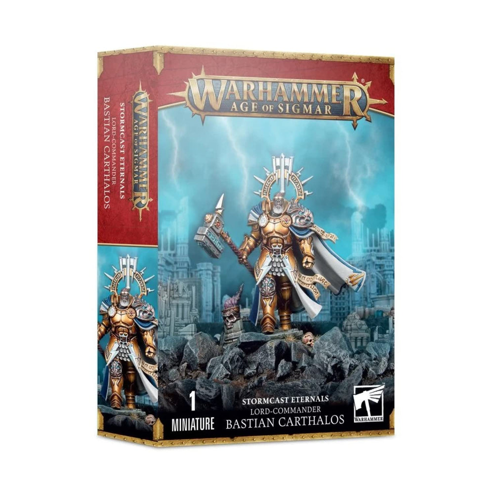 Games Workshop Lord-Commander Bastian Carthalos model, detailed figure for painting and tabletop battles.