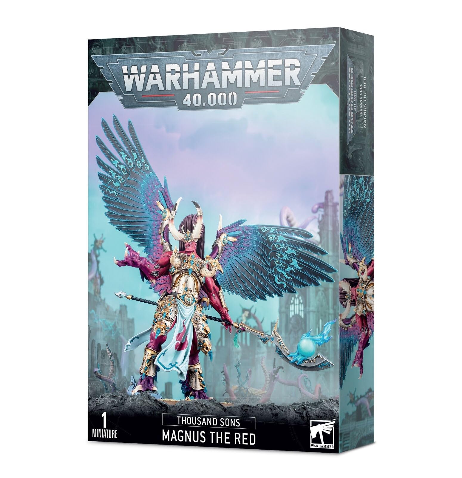 Games Workshop Magnus the Red pose miniature for tabletop battles and dramatic display