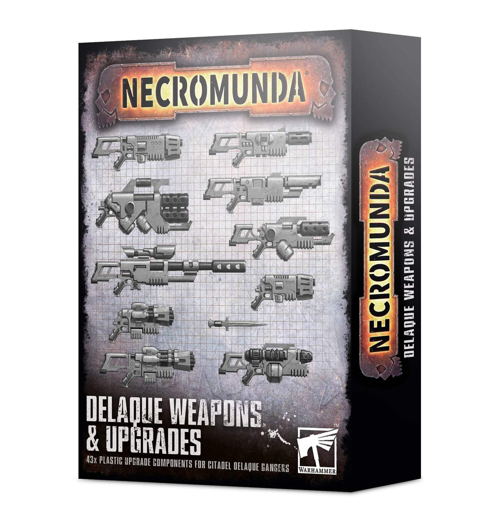 Games Workshop Necromunda Delaque weapons set shown for versatile upgrades and ready-to-assemble miniatures