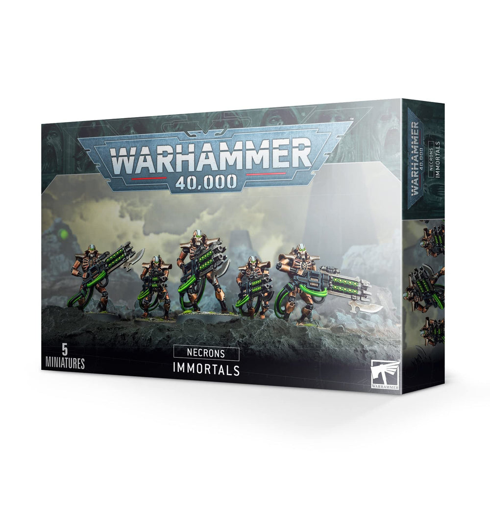 Games Workshop Necron Immortals boxset for assembling five skeletal Necron warriors ready for painting.