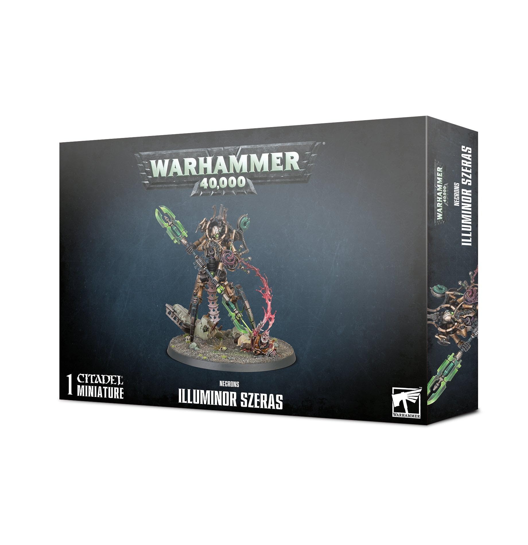 Games Workshop Necrons Illuminor Szeras miniature on Citadel 80mm base for display and painting