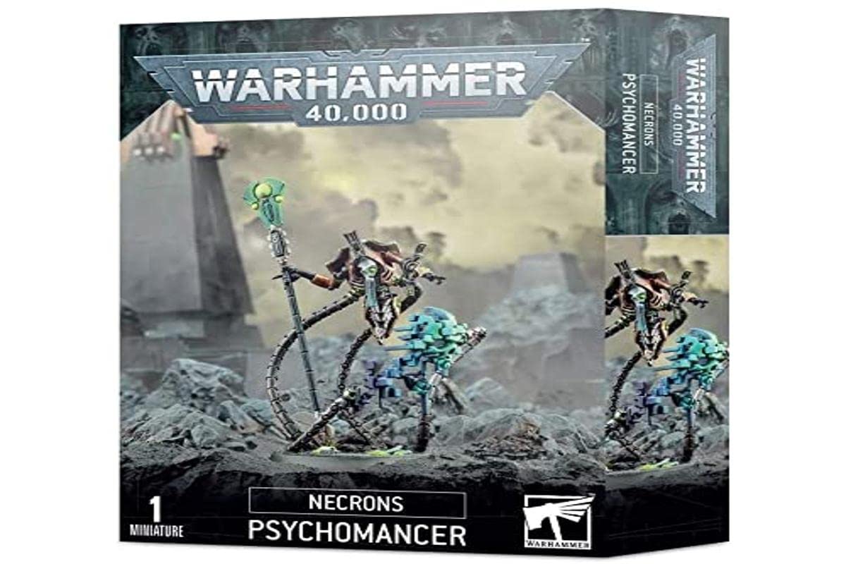Games Workshop Necron Psychomancer with abyssal-lance enhances tabletop presence in Warhammer 40,000.