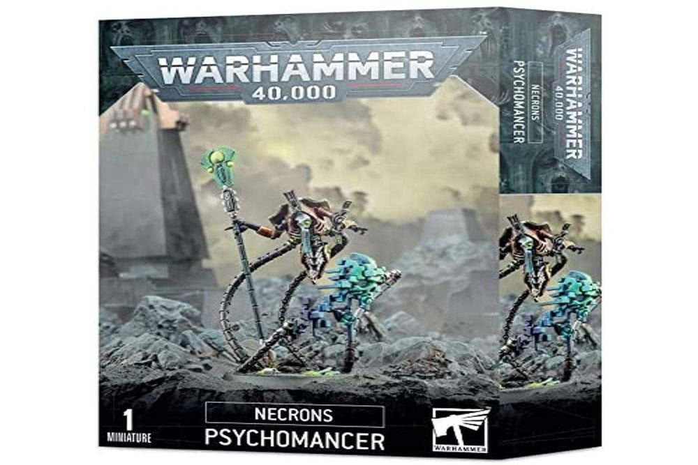 Games Workshop Necron Psychomancer with abyssal-lance enhances tabletop presence in Warhammer 40,000.