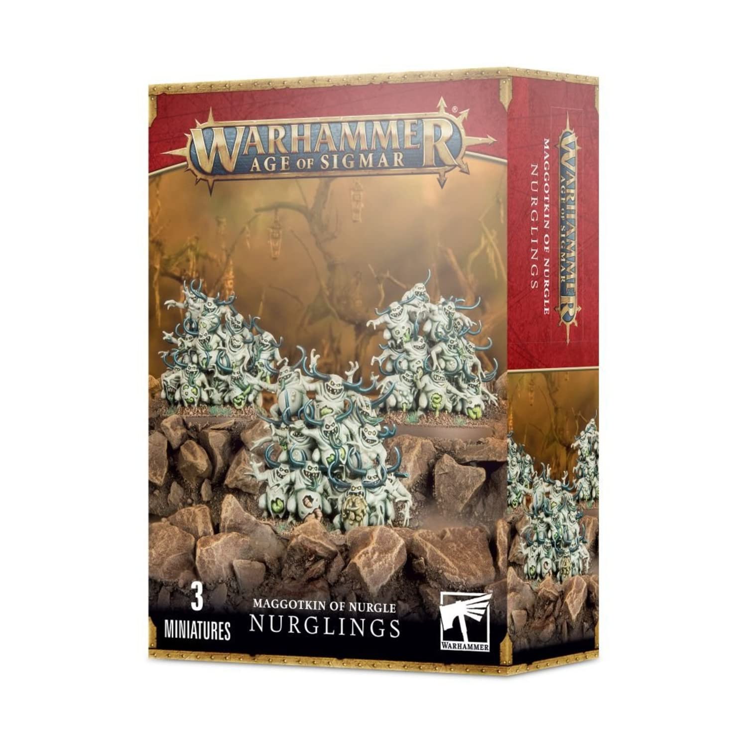 Games Workshop Nurglings model kit cover image, plastic figures ready for hobby painting