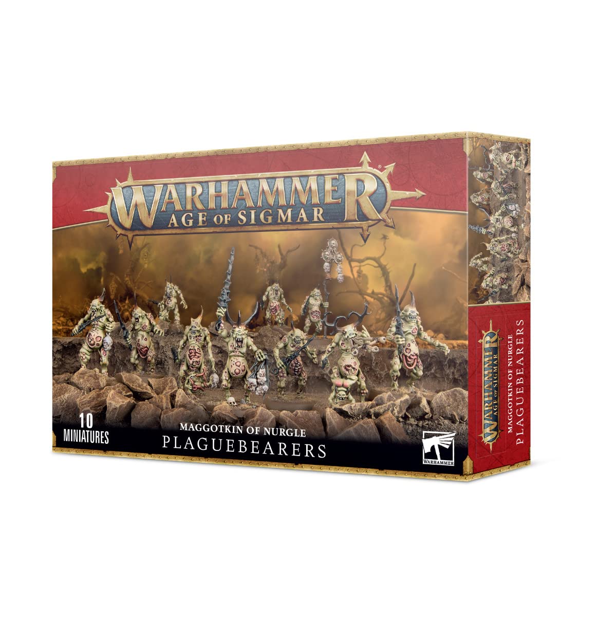 Games Workshop Plaguebearers plastic kit, assembly-ready figures for tabletop battles.