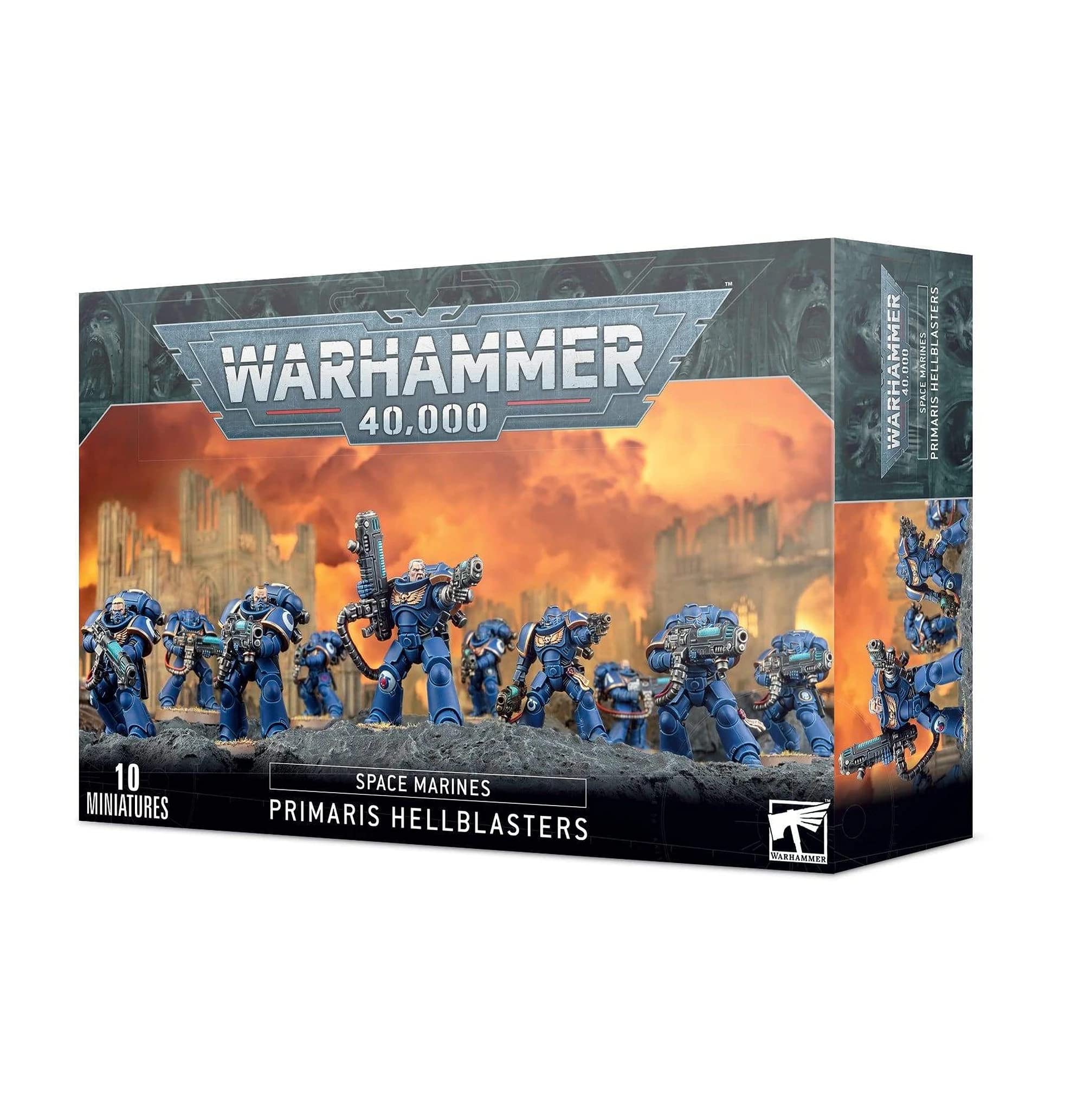 Games Workshop Primaris Hellblasters assembly-ready miniatures for tabletop battles.