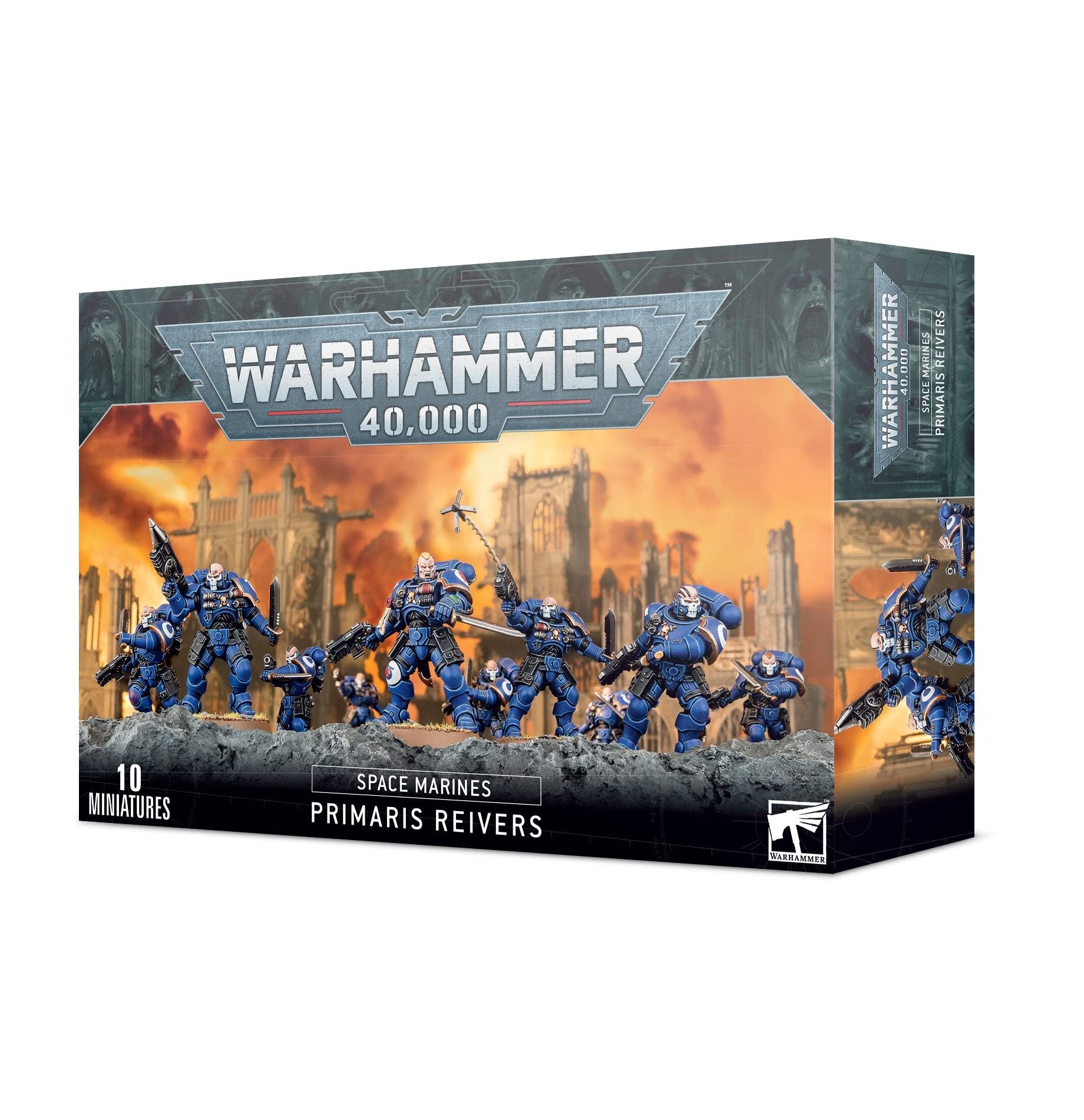 Games Workshop Primaris Reivers figure close-up, ideal for planning color schemes and display.