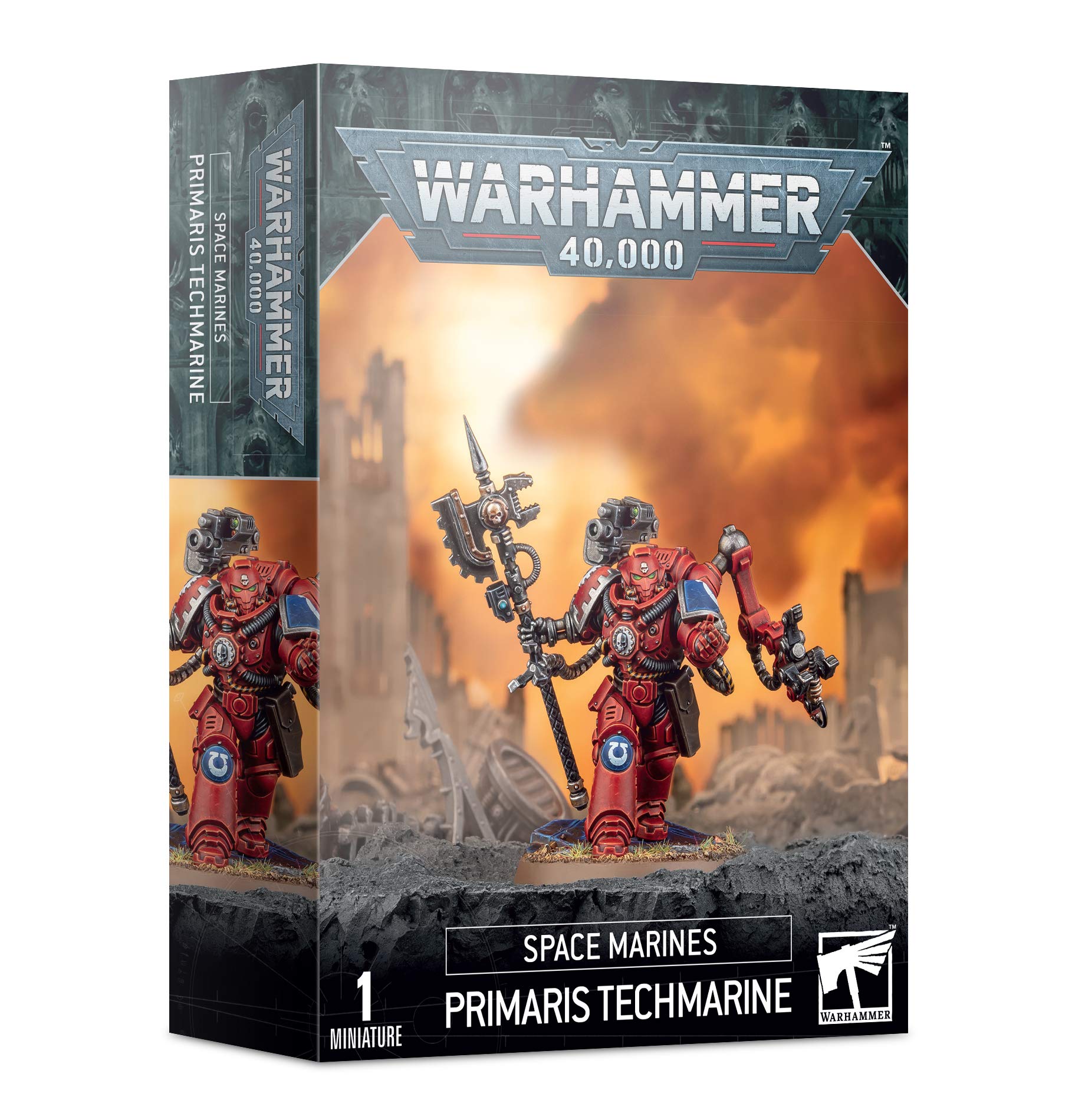 Games Workshop Primaris Techmarine figure in dynamic pose for tabletop battles