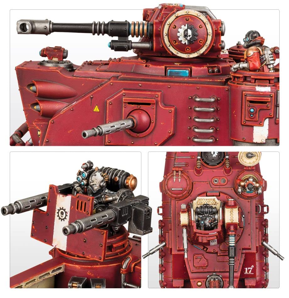 Games Workshop Skorpius Disintegrator turret action highlights pose-for-play and upgrade-ready features.