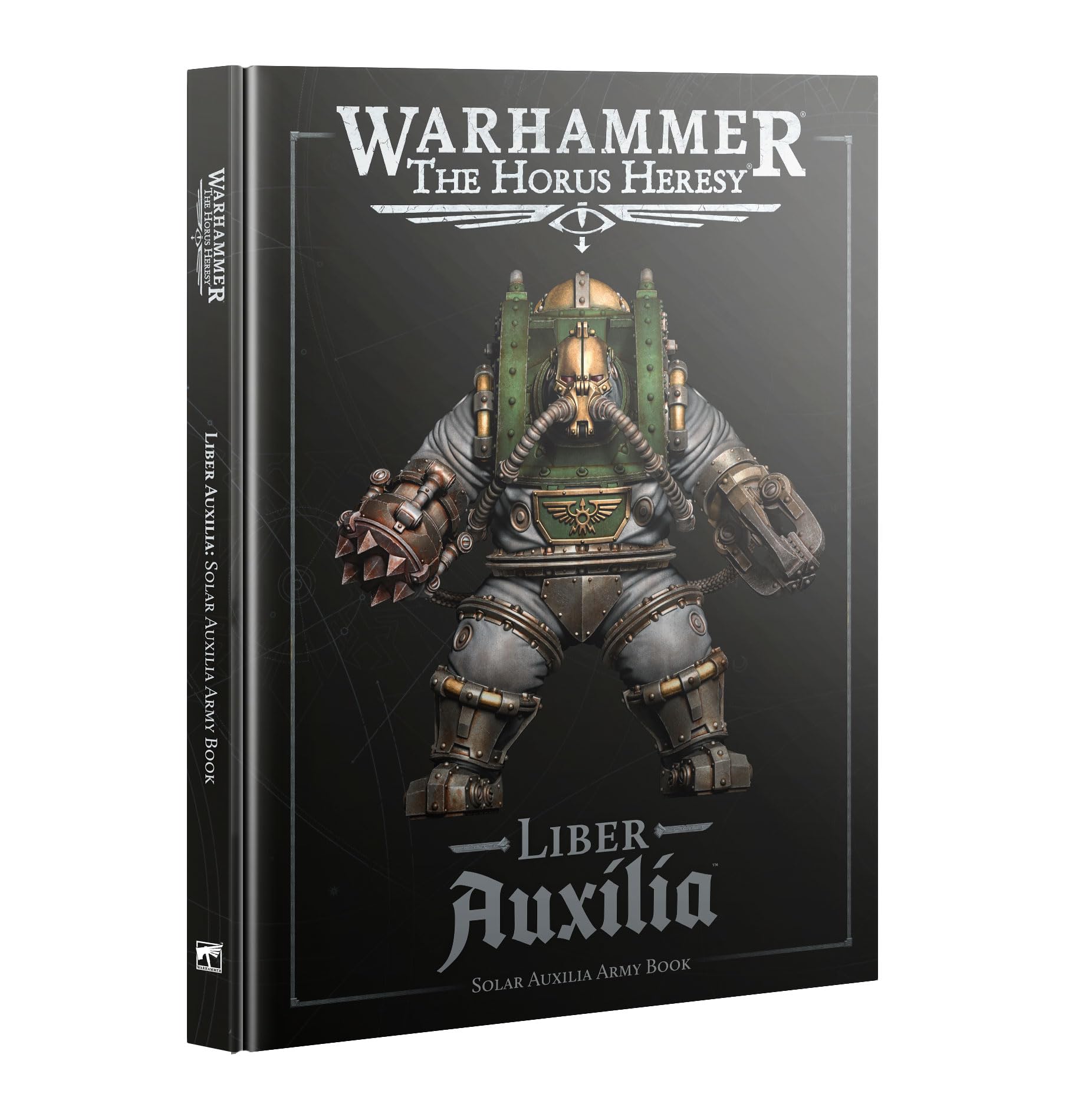 Games Workshop Solar Auxilia Liber Auxilia book cover highlighting rules and lore for Horus Heresy armies.