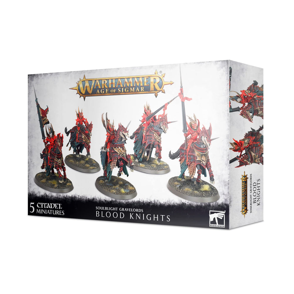 Games Workshop Soulblight Gravelords Blood Knights mounted for dramatic tabletop charges.