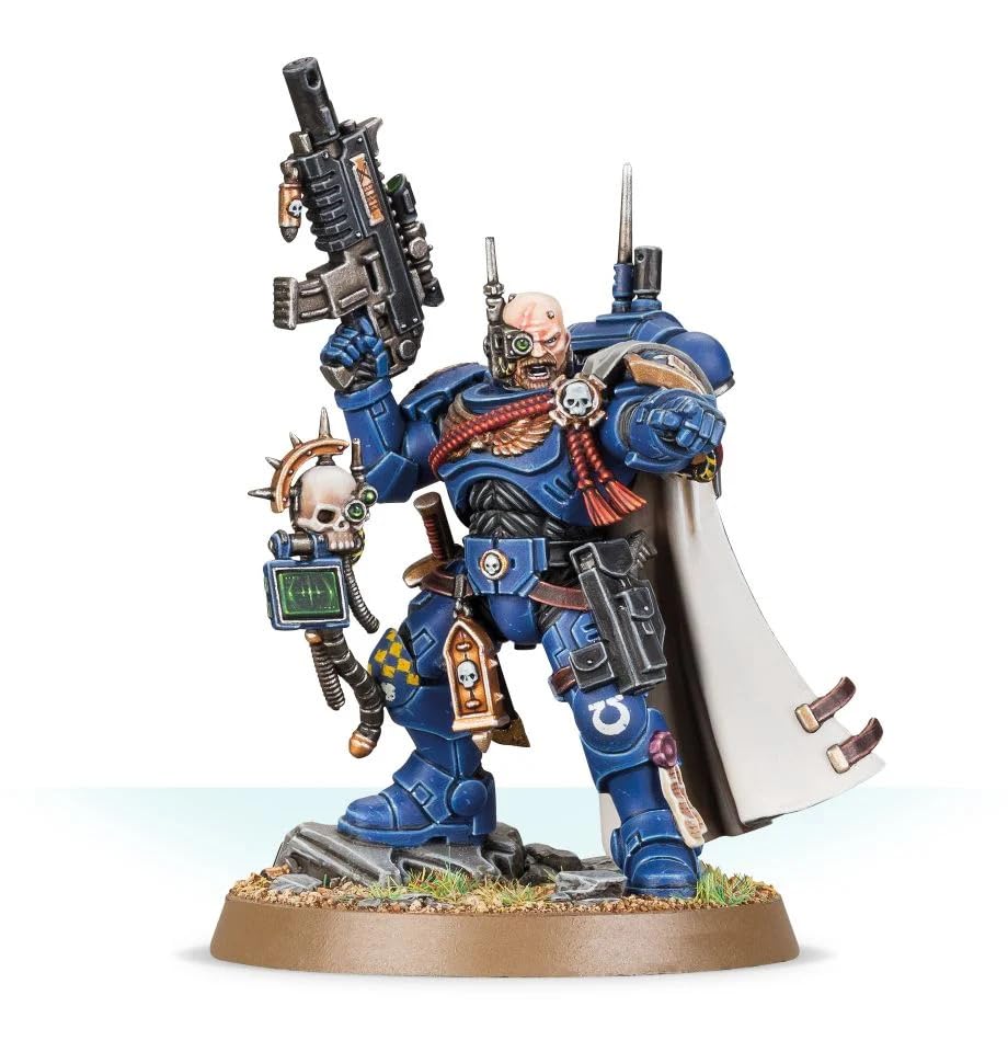 Games Workshop Space Marine Captain in Phobos Armour wielding instigator bolt carbine for long-range shots.