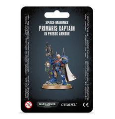 Games Workshop Space Marine Captain in Phobos Armour standing with bolt carbine for tactical presence.