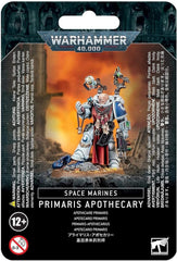 Games Workshop Space Marine Primaris Apothecary figurine, front view for display and tabletop battles