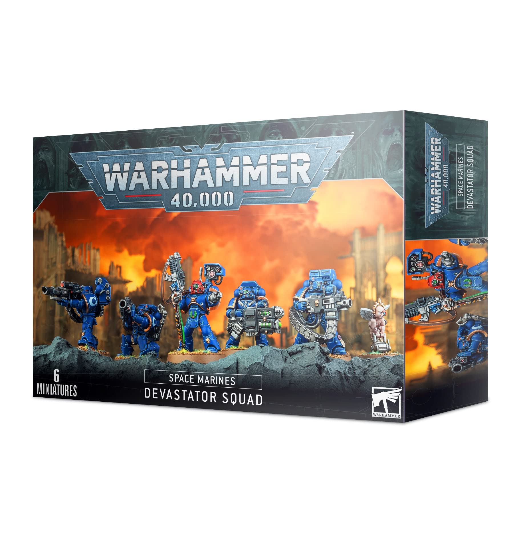 Games Workshop Space Marines Devastator Squad assembly for tabletop gunline setups.