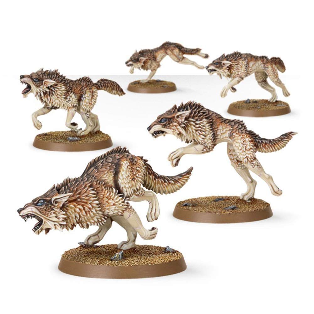 Games Workshop Space Wolves Fenrisian Wolf Pack wolves on 40mm bases ready for painting