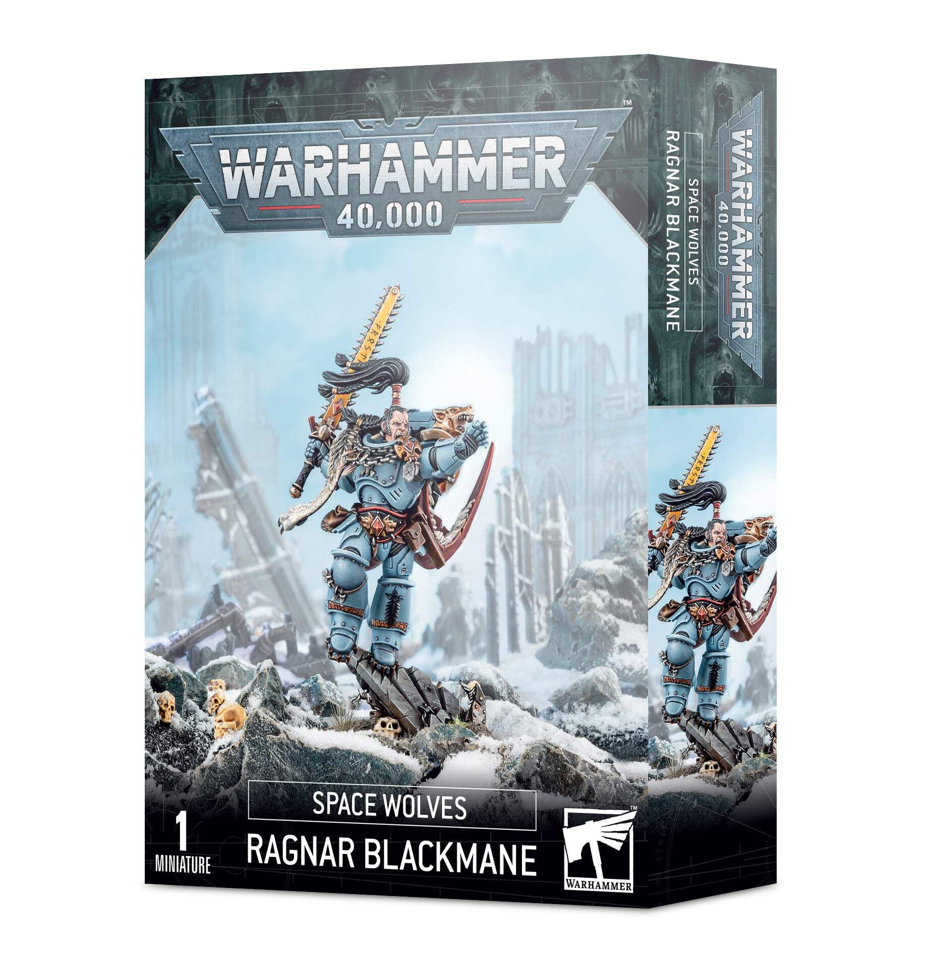 Games Workshop Space Wolves Ragnar Blackmane model for tabletop battles and display.