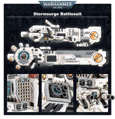 Close-up of texture and detail on Stormsurge Tau miniature for painting
