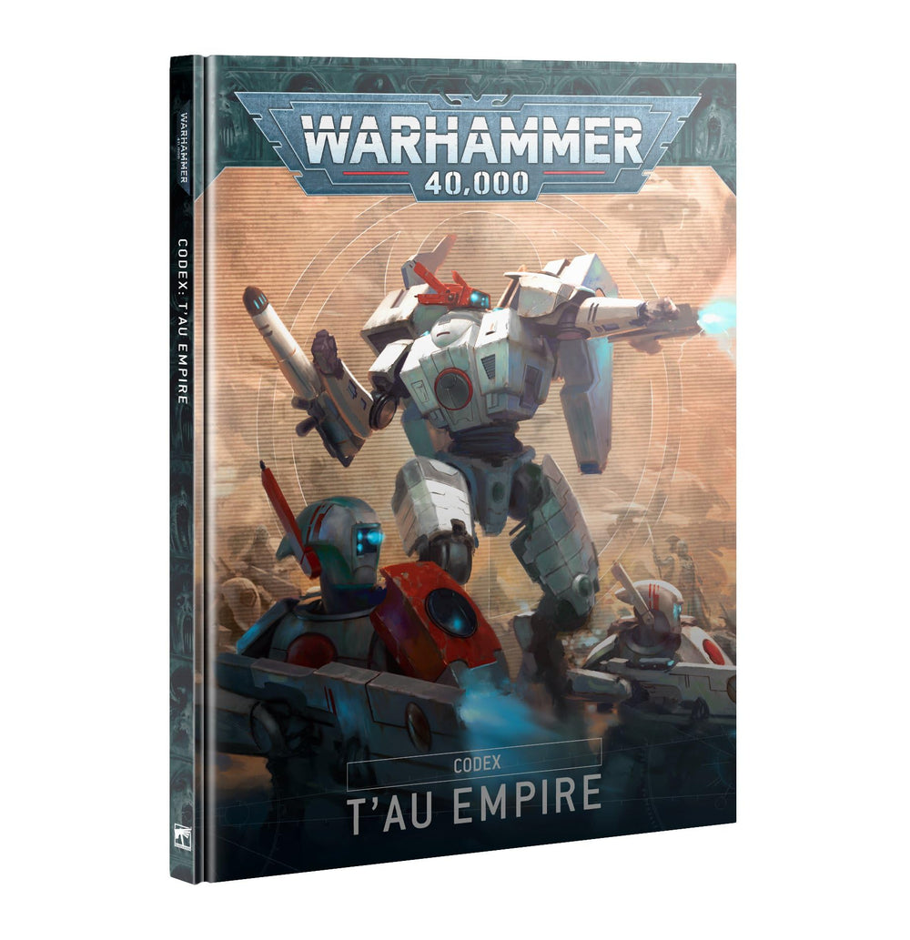 Games Workshop Tau Empire codex cover showcasing dynamic miniatures and strategic lore reference