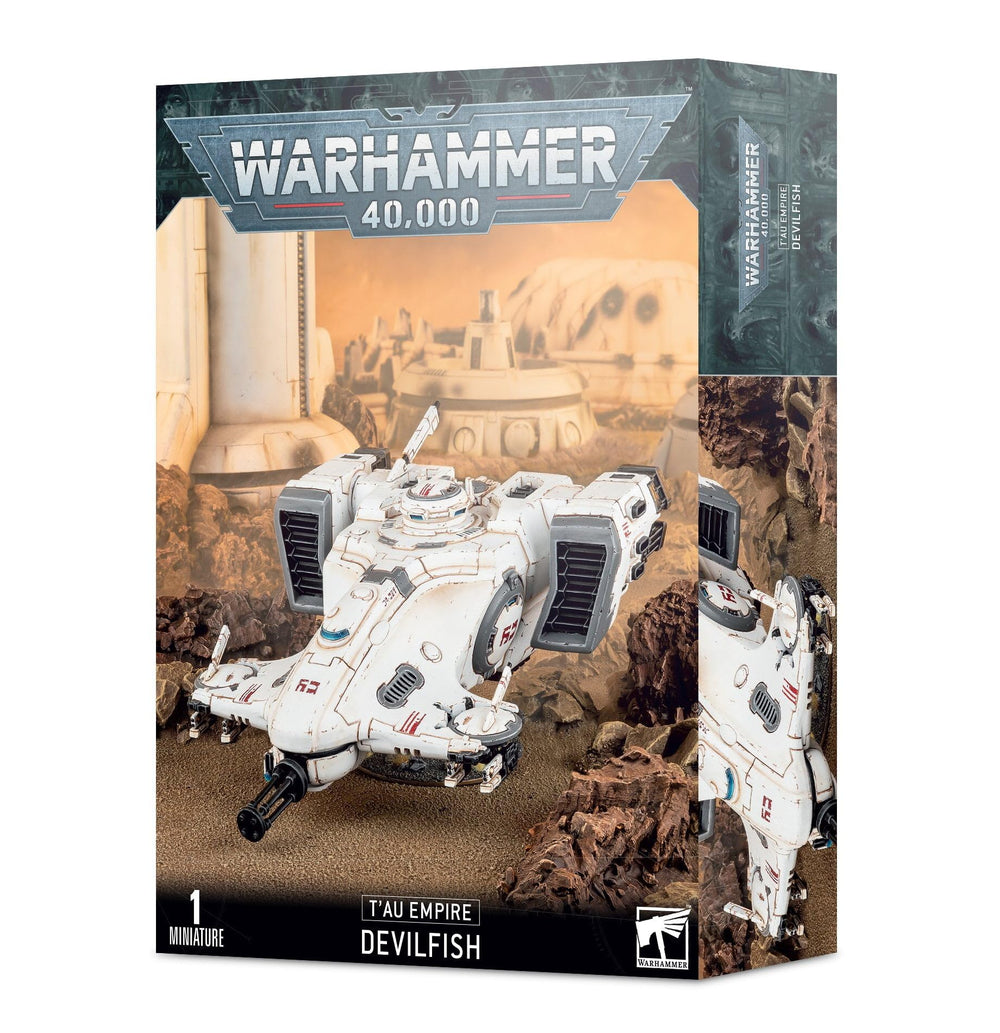 Games Workshop Tau TX7 Devilfish detailed armor emphasizes durable construction for reliable hobby sessions.
