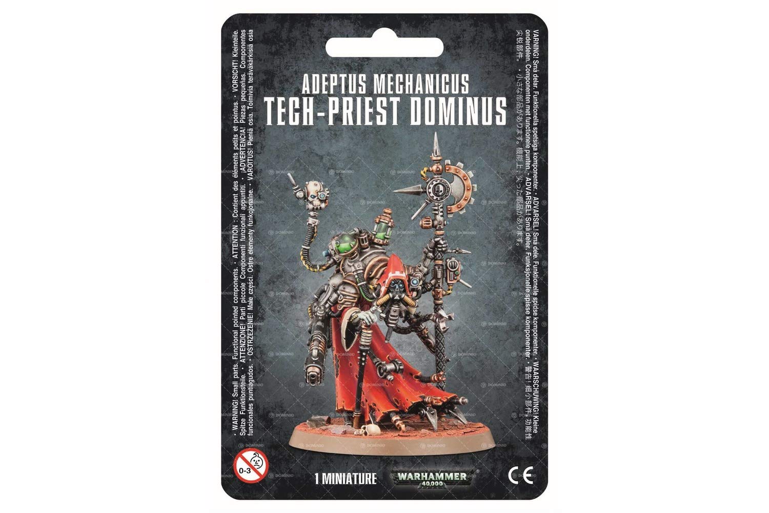 Games Workshop Tech-Priest Dominus figure, front view, ideal for painting and tabletop battles.