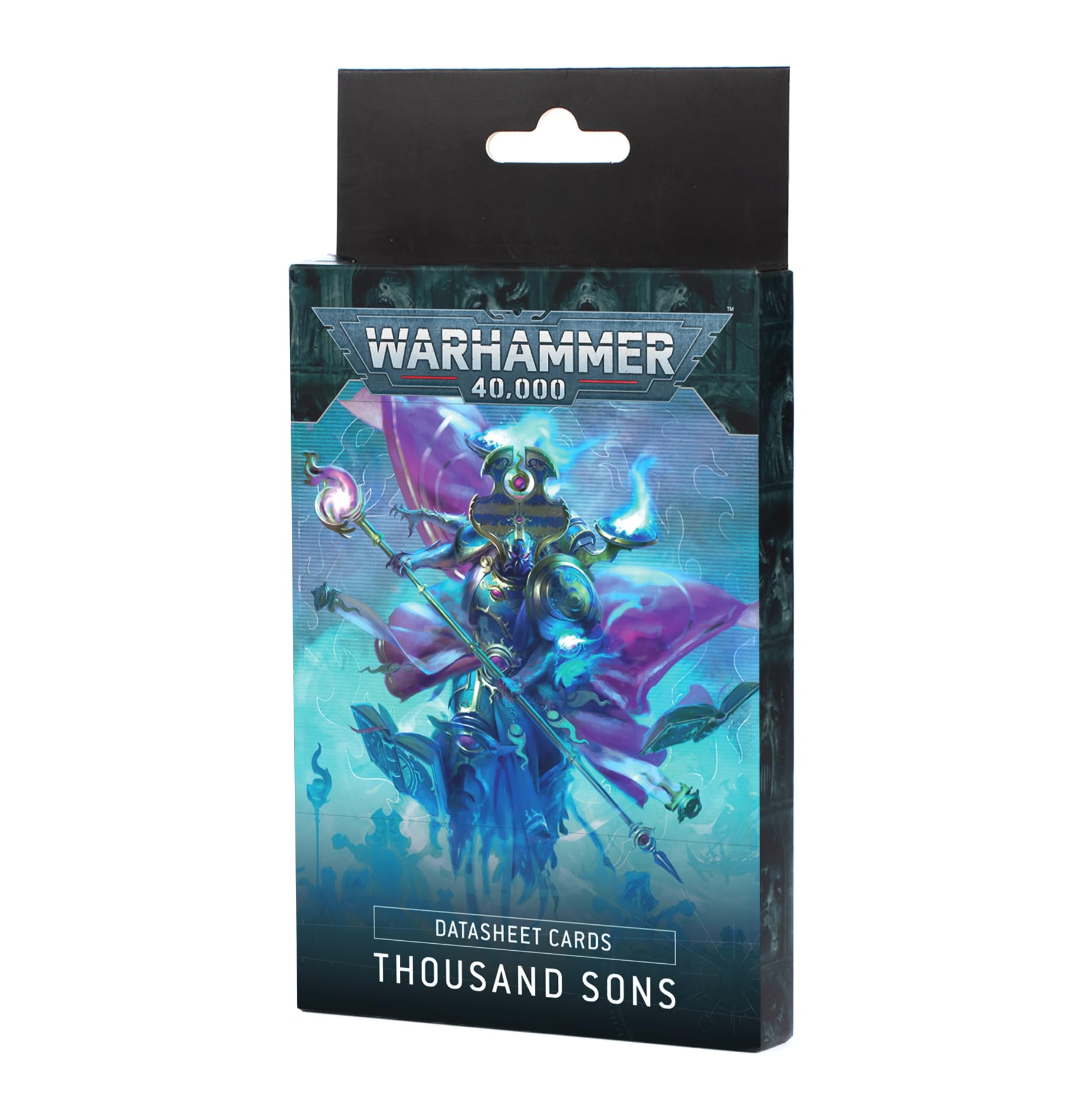 Games Workshop Thousand Sons datasheet cards offer quick reference of rules and abilities during battles.