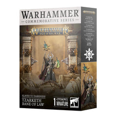 Games Workshop Tzarketh, Bane of Law, front view with flaming tome for dramatic display