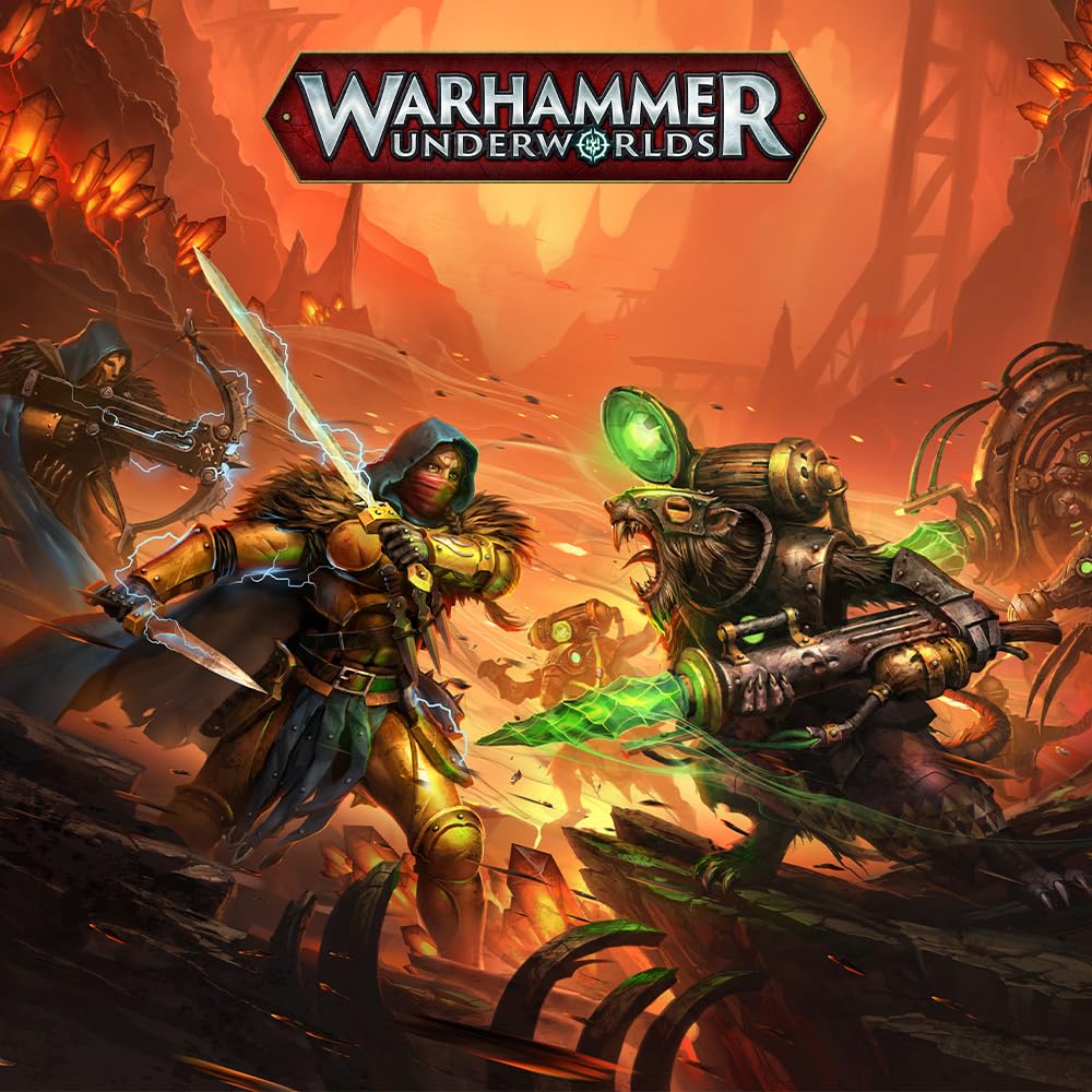 Games Workshop Underworlds Embergard box contents show rulebook and decks for fast games.