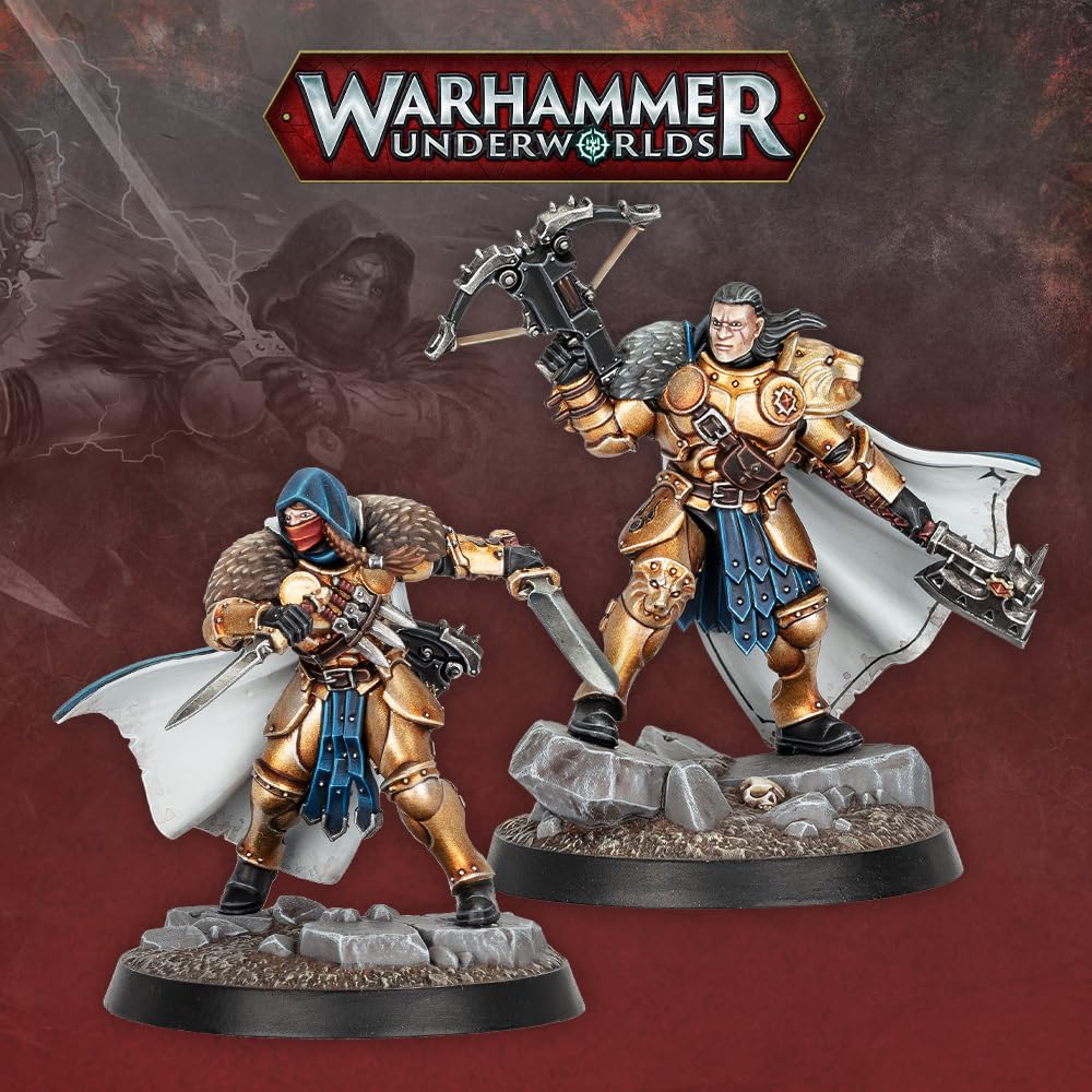 Games Workshop Underworlds Embergard game board and dice for quick tactical battles.