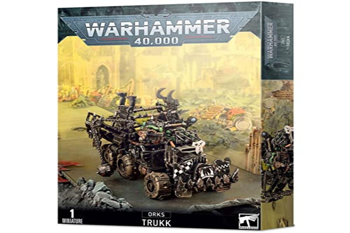 Games Workshop Warhammer 40k Ork Trukk front view for dynamic tabletop battles and army customization.