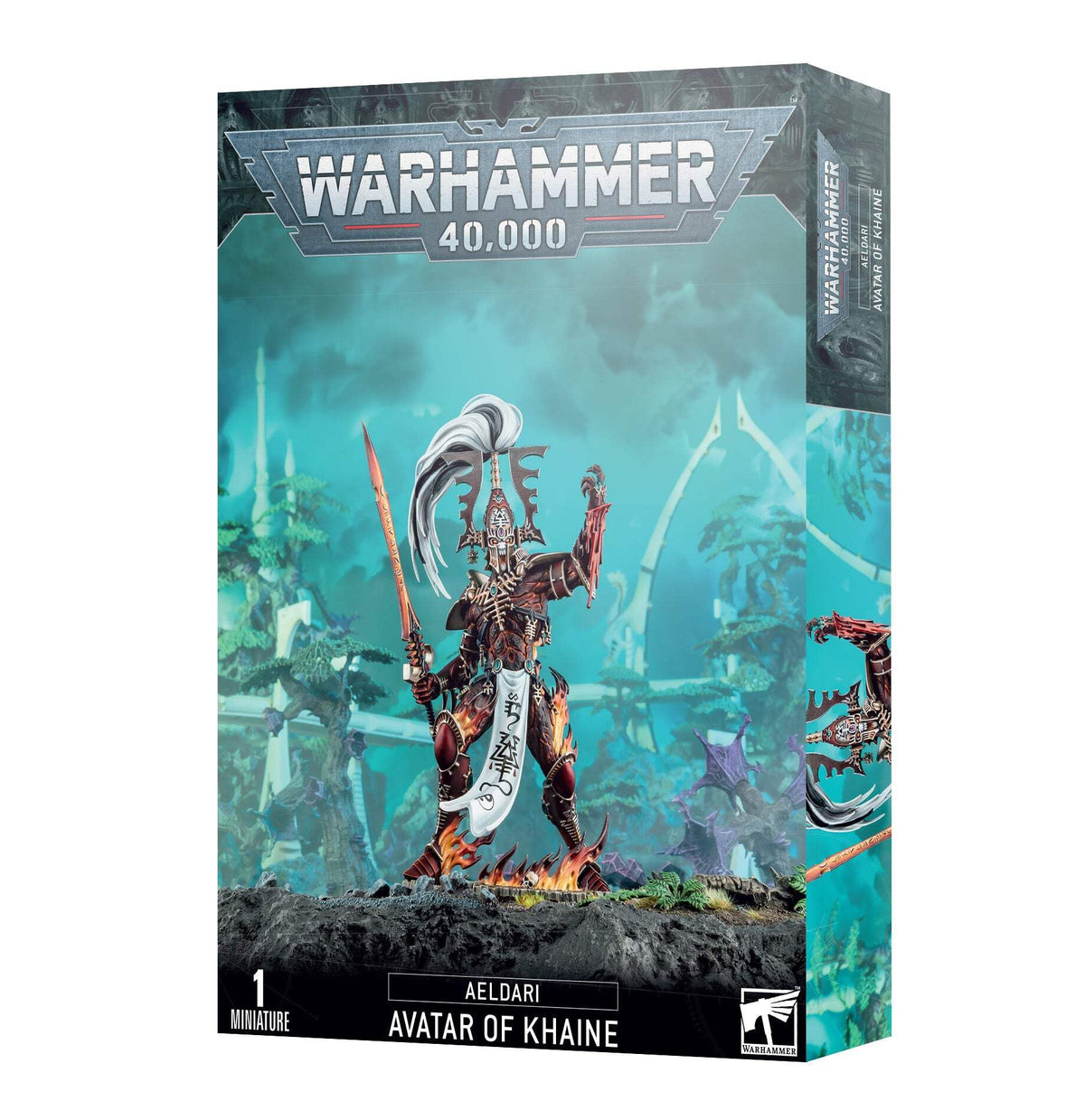 Games Workshop Aeldari Avatar of Khaine front view miniature for tabletop display and hobby painting