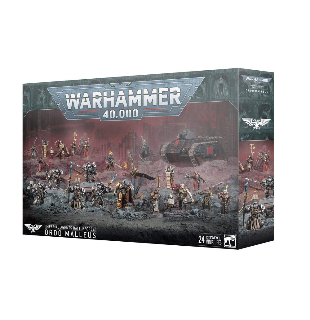 Games Workshop Warhammer 40k Imperial Agents Ordo Malleus Battleforce display and hobby collection.