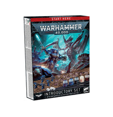 Games Workshop Warhammer 40,000 Introductory Set packshot with Space Marines and Tyranids miniatures ready for assembling