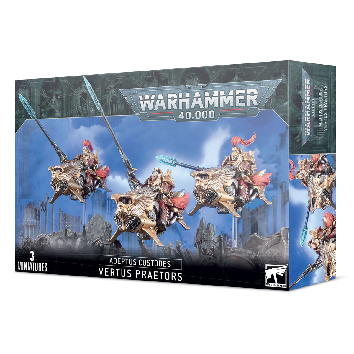 Games Workshop Vertus Praetor miniature in ornate armor, ready for tabletop battles and painting.