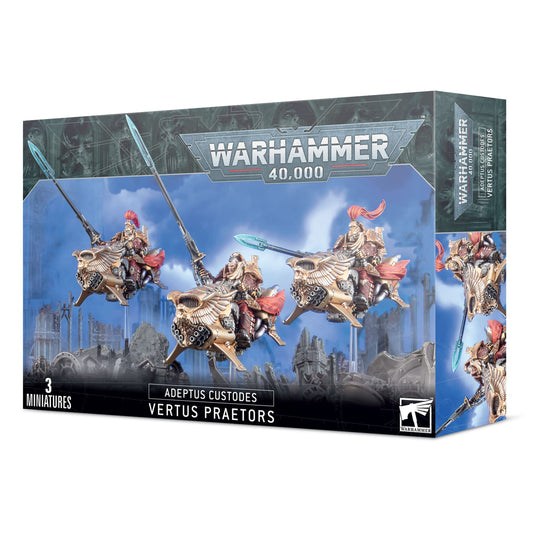 Games Workshop Vertus Praetor miniature in ornate armor, ready for tabletop battles and painting.