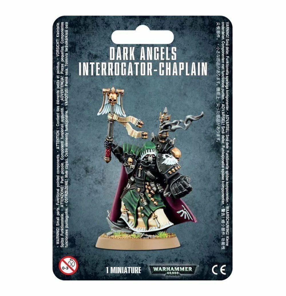 Games Workshop Dark Angels Interrogator-Chaplain miniature for tabletop battles and display.