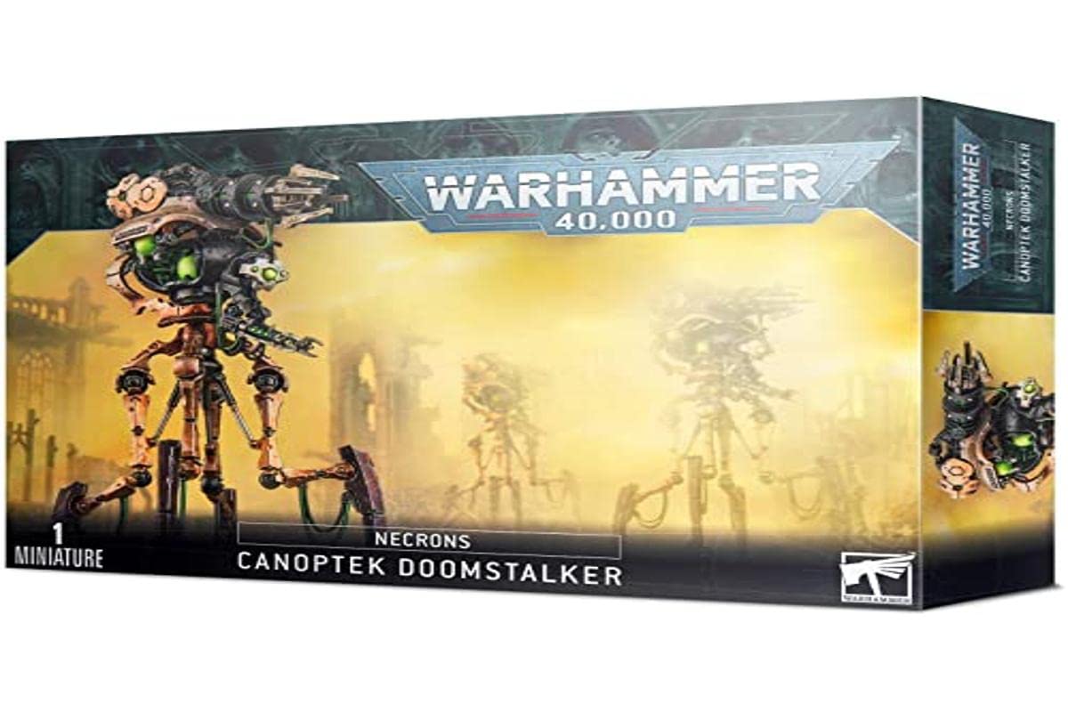 Games Workshop Warhammer 40k Necron Canoptek Doomstalker miniature ready for painting and tabletop battles.