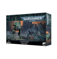 Games Workshop Warhammer 40K Sentinel assembly shows customizable stance and weapon options for versatile play.