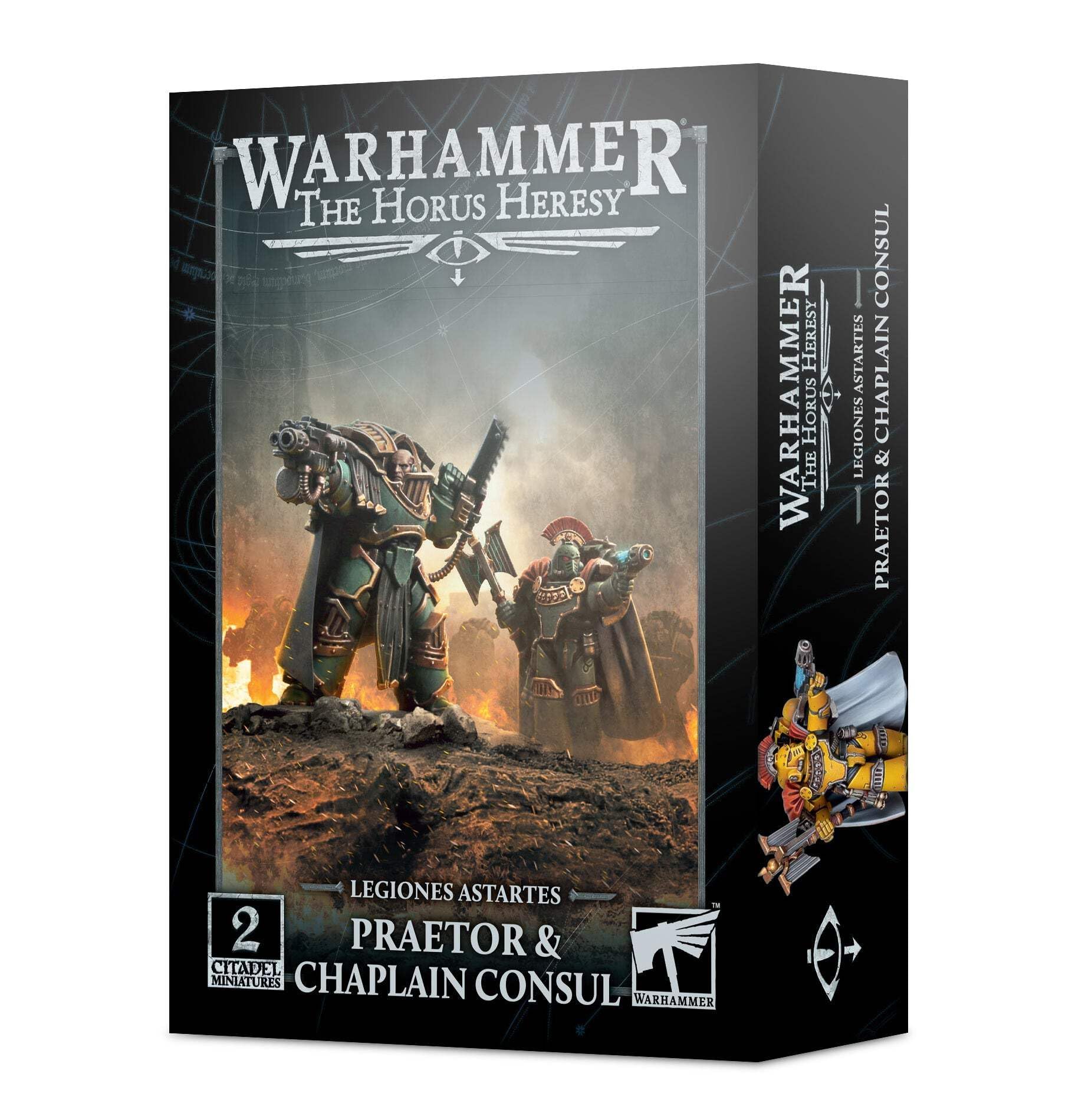 Games Workshop Warhammer Legion Cataphractii Praetor and Chaplain Consul miniatures set for elite leadership on the tabletop