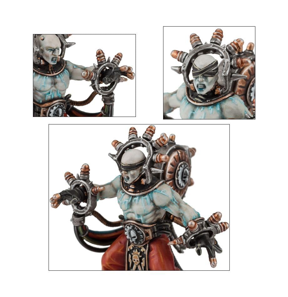 Games Workshop Adeptus Mechanicus Electro-Priests side profile shows tech motifs